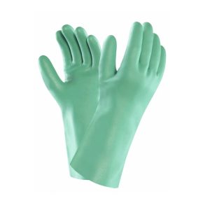 GUANTE NITRILO VERDE FLOCADO T/7